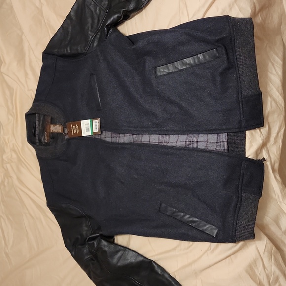 Mens perry ellis bomber jacket black wool - Picture 8 of 12